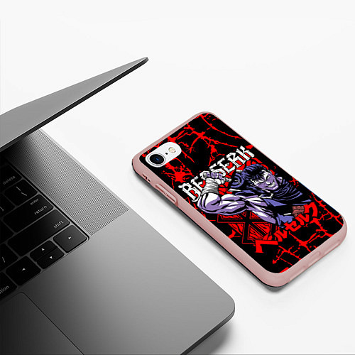 Чехол iPhone 7/8 матовый БЕРСЕРК BERSERK GUTS / 3D-Светло-розовый – фото 3