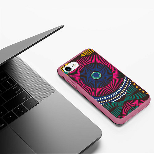 Чехол iPhone 7/8 матовый Африка Орнамент / 3D-Малиновый – фото 3