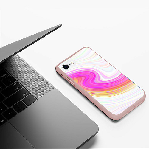 Чехол iPhone 7/8 матовый Abstract gradient lines / 3D-Светло-розовый – фото 3