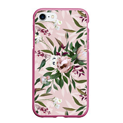 Чехол iPhone 7/8 матовый Цветы Букет Из Протей, цвет: 3D-малиновый