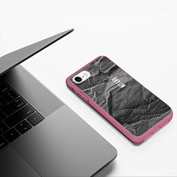 Чехол iPhone 7/8 матовый Мятая сетчатая ткань Crumpled Mesh Fabric, цвет: 3D-малиновый — фото 2