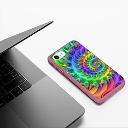 Чехол iPhone 7/8 матовый Красочная фрактальная спираль Узор Colorful fracta, цвет: 3D-малиновый — фото 2