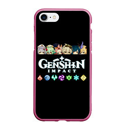 Чехол iPhone 7/8 матовый Персонажи игры Genshin Impact, цвет: 3D-малиновый