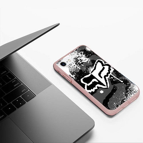 Чехол iPhone 7/8 матовый FOX RACING - МОТОКРОСС БРЫЗГИ / 3D-Светло-розовый – фото 3