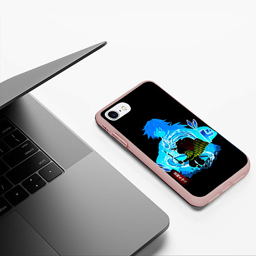 Чехол iPhone 7/8 матовый Томиока Гию Клинок рассекающий демонов / 3D-Светло-розовый – фото 3