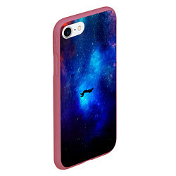 Чехол iPhone 7/8 матовый Потерянный человек в космосе, цвет: 3D-малиновый — фото 2