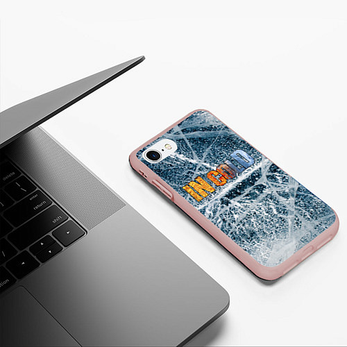 Чехол iPhone 7/8 матовый IN COLD horizontal logo with ice / 3D-Светло-розовый – фото 3