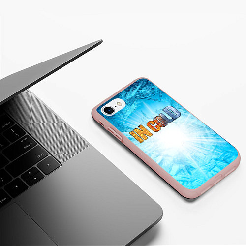 Чехол iPhone 7/8 матовый IN COLD horizontal logo with blue ice / 3D-Светло-розовый – фото 3