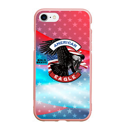 Чехол iPhone 7/8 матовый Американский орел USA, цвет: 3D-светло-розовый