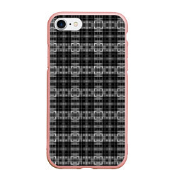 Чехол iPhone 7/8 матовый Черно белая клетка, цвет: 3D-светло-розовый