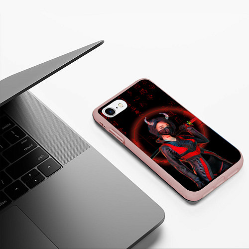 Чехол iPhone 7/8 матовый Neon oni кунаичи / 3D-Светло-розовый – фото 3