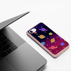 Чехол iPhone 7/8 матовый Pizza in Space, цвет: 3D-светло-розовый — фото 2