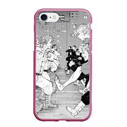 Чехол iPhone 7/8 матовый Битва токийских мстителей, цвет: 3D-малиновый