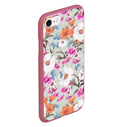 Чехол iPhone 7/8 матовый Цветы Аргемоны и Герберы, цвет: 3D-малиновый — фото 2