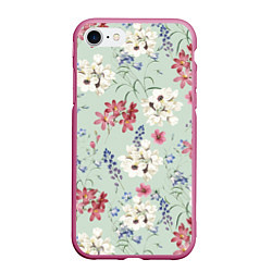 Чехол iPhone 7/8 матовый Цветы Зефирантес и Магнолии, цвет: 3D-малиновый