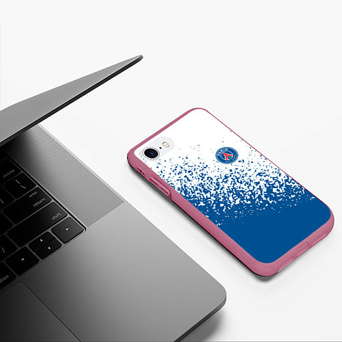 Чехол iPhone 7/8 матовый Psg синие брызги / 3D-Малиновый – фото 3