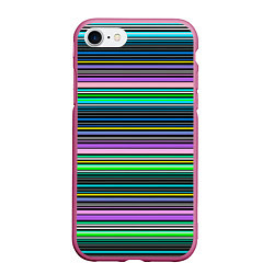 Чехол iPhone 7/8 матовый Яркие неоновые тонкие полосы, цвет: 3D-малиновый