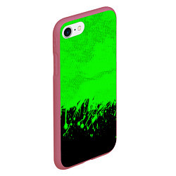 Чехол iPhone 7/8 матовый САЛАТОВЫЕ НЕОНОВЫЕ БРЫЗГИ КРАСКИ, цвет: 3D-малиновый — фото 2