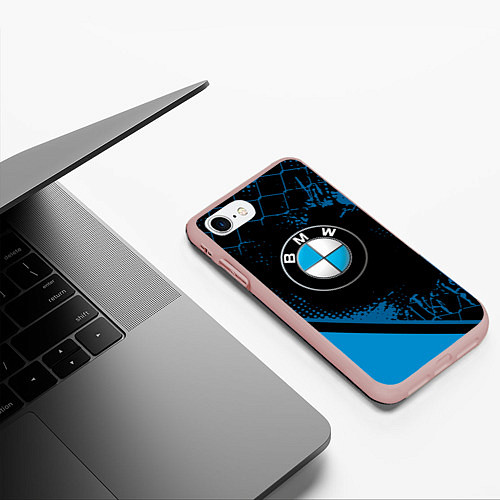 Чехол iPhone 7/8 матовый BMW : БМВ ЛОГО / 3D-Светло-розовый – фото 3