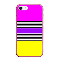 Чехол iPhone 7/8 матовый Яркие неоновые полосы в сочетании с черно-белыми п, цвет: 3D-малиновый