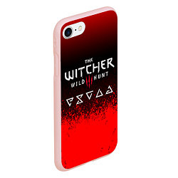 Чехол iPhone 7/8 матовый Witcher blood, цвет: 3D-светло-розовый — фото 2