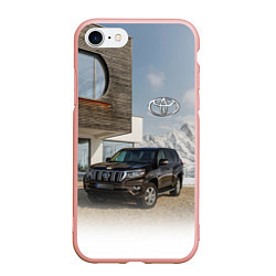 Чехол iPhone 7/8 матовый Тoyota Land Cruiser Prado у горного коттеджа Mount, цвет: 3D-светло-розовый