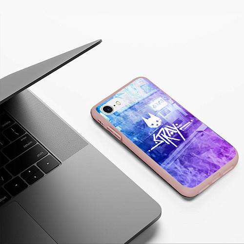 Чехол iPhone 7/8 матовый Stray: Neon Logo / 3D-Светло-розовый – фото 3