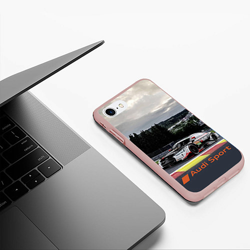 Чехол iPhone 7/8 матовый Audi Sport Racing team Ауди Спорт Гоночная команда / 3D-Светло-розовый – фото 3