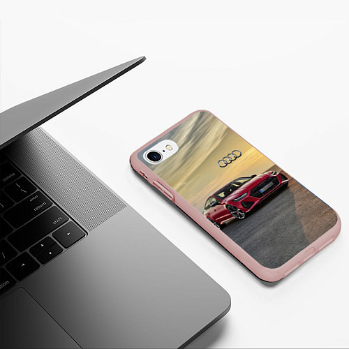 Чехол iPhone 7/8 матовый Audi RS 7 на закате солнца Audi RS 7 at sunset / 3D-Светло-розовый – фото 3