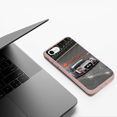Чехол iPhone 7/8 матовый Audi Sport Racing Team Short Track Car Racing Авто / 3D-Светло-розовый – фото 3