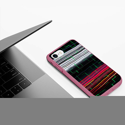 Чехол iPhone 7/8 матовый Цветная мозаика colored mosaic lines / 3D-Малиновый – фото 3