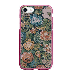 Чехол iPhone 7/8 матовый Floral pattern Цветочный паттерн, цвет: 3D-малиновый