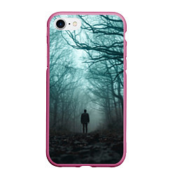 Чехол iPhone 7/8 матовый Парень в лесу, цвет: 3D-малиновый