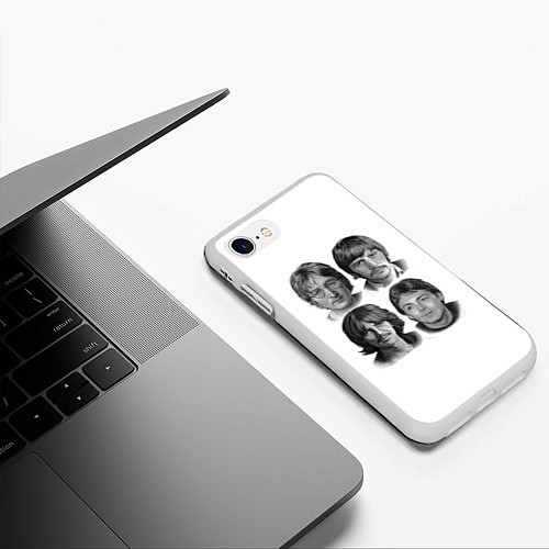 Чехол iPhone 7/8 матовый LEGENDS JOHN LENNON PAUL MCCARTNEY RINGO STARR GEO / 3D-Белый – фото 3