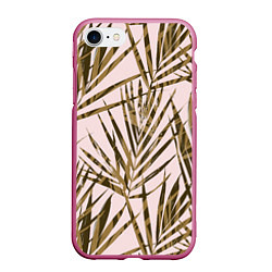 Чехол iPhone 7/8 матовый Тропические Пальмы Летом, цвет: 3D-малиновый