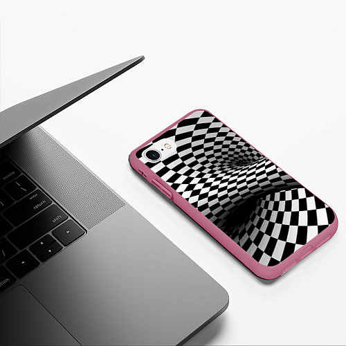 Чехол iPhone 7/8 матовый Геометрическая объёмная композиция Авангард / 3D-Малиновый – фото 3