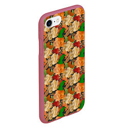 Чехол iPhone 7/8 матовый Бутоны и листья, цвет: 3D-малиновый — фото 2