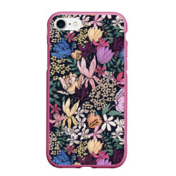 Чехол iPhone 7/8 матовый Цветы Летние В Цветущем Саду, цвет: 3D-малиновый