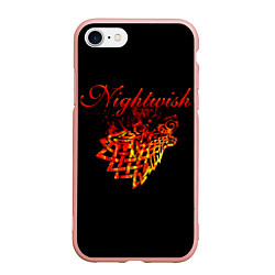 Чехол iPhone 7/8 матовый Nightwish кельтский волк с горящей головой, цвет: 3D-светло-розовый