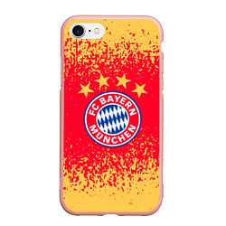 Чехол iPhone 7/8 матовый Bayern munchen красно желтый фон, цвет: 3D-светло-розовый