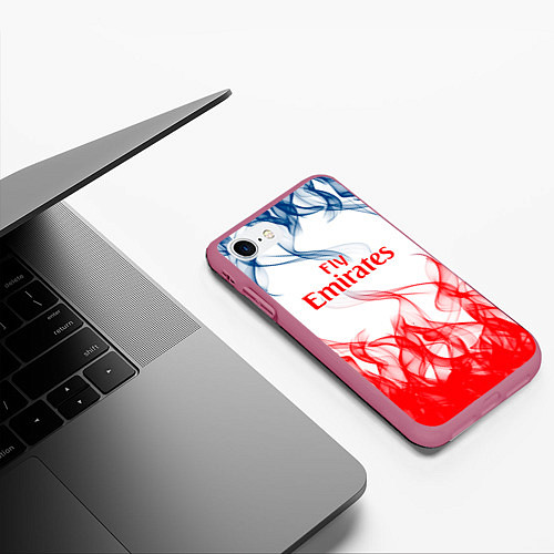 Чехол iPhone 7/8 матовый Arsenal пламя / 3D-Малиновый – фото 3