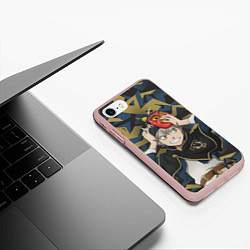 Чехол iPhone 7/8 матовый Черный клевер - Аста, цвет: 3D-светло-розовый — фото 2