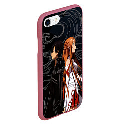 Чехол iPhone 7/8 матовый Кирито и Асуна - Sword Art Online, цвет: 3D-малиновый — фото 2