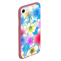 Чехол iPhone 7/8 матовый Летний цветочный паттерн Fashion trend 2025, цвет: 3D-малиновый — фото 2