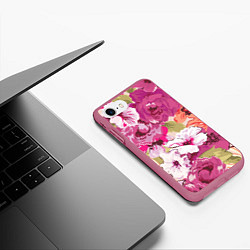 Чехол iPhone 7/8 матовый Красочный цветочный паттерн Лето Fashion trend 202, цвет: 3D-малиновый — фото 2