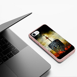 Чехол iPhone 7/8 матовый Skillet щит и меч, цвет: 3D-светло-розовый — фото 2