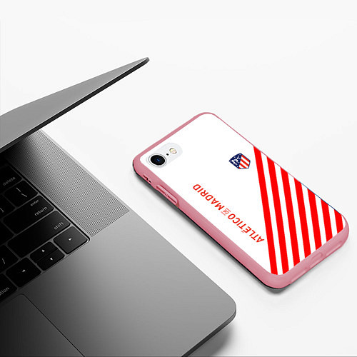 Чехол iPhone 7/8 матовый Atletico madrid красные полосы / 3D-Баблгам – фото 3