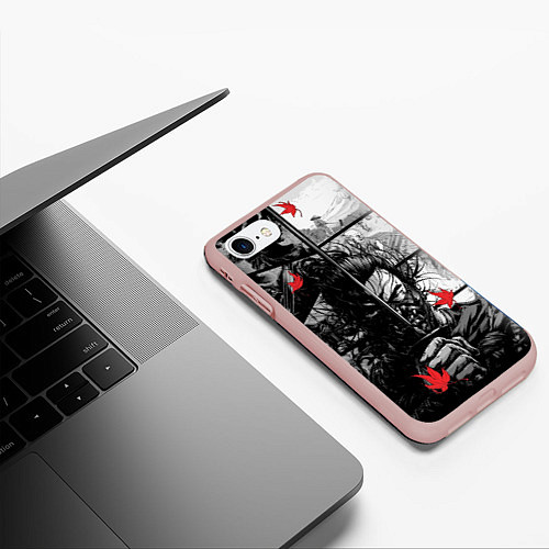 Чехол iPhone 7/8 матовый Ghost of Tsushima Призрак Цусимы Дзин Сакай / 3D-Светло-розовый – фото 3