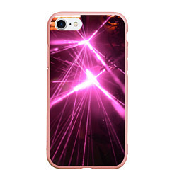 Чехол iPhone 7/8 матовый Неоновые лазеры во тьме - Розовый, цвет: 3D-светло-розовый