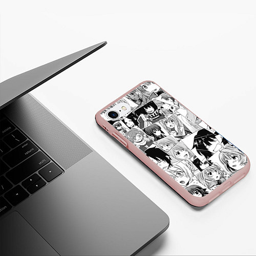 Чехол iPhone 7/8 матовый Log Horizon pattern / 3D-Светло-розовый – фото 3